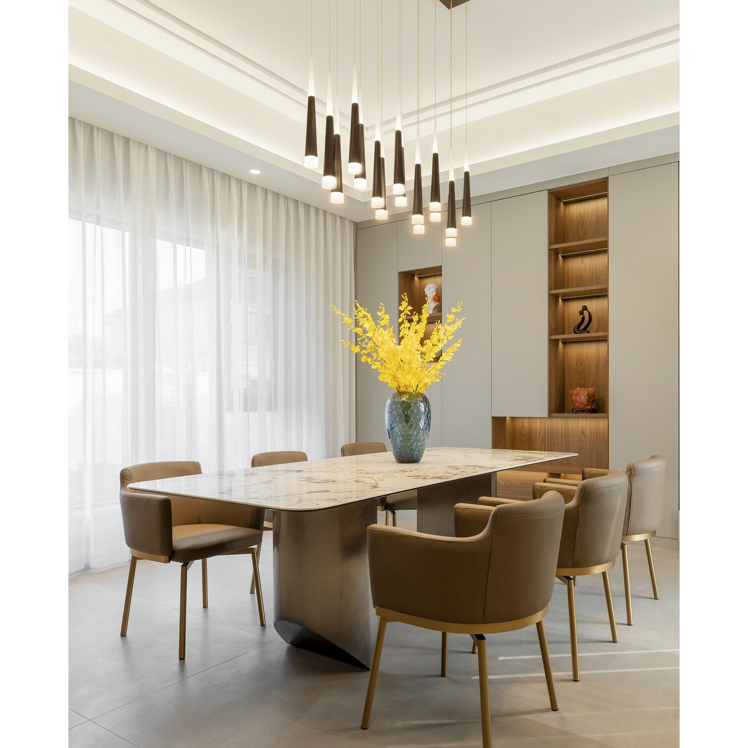 Meteor LED 8 inch Satin Dark Gray Multi Pendant Ceiling Light