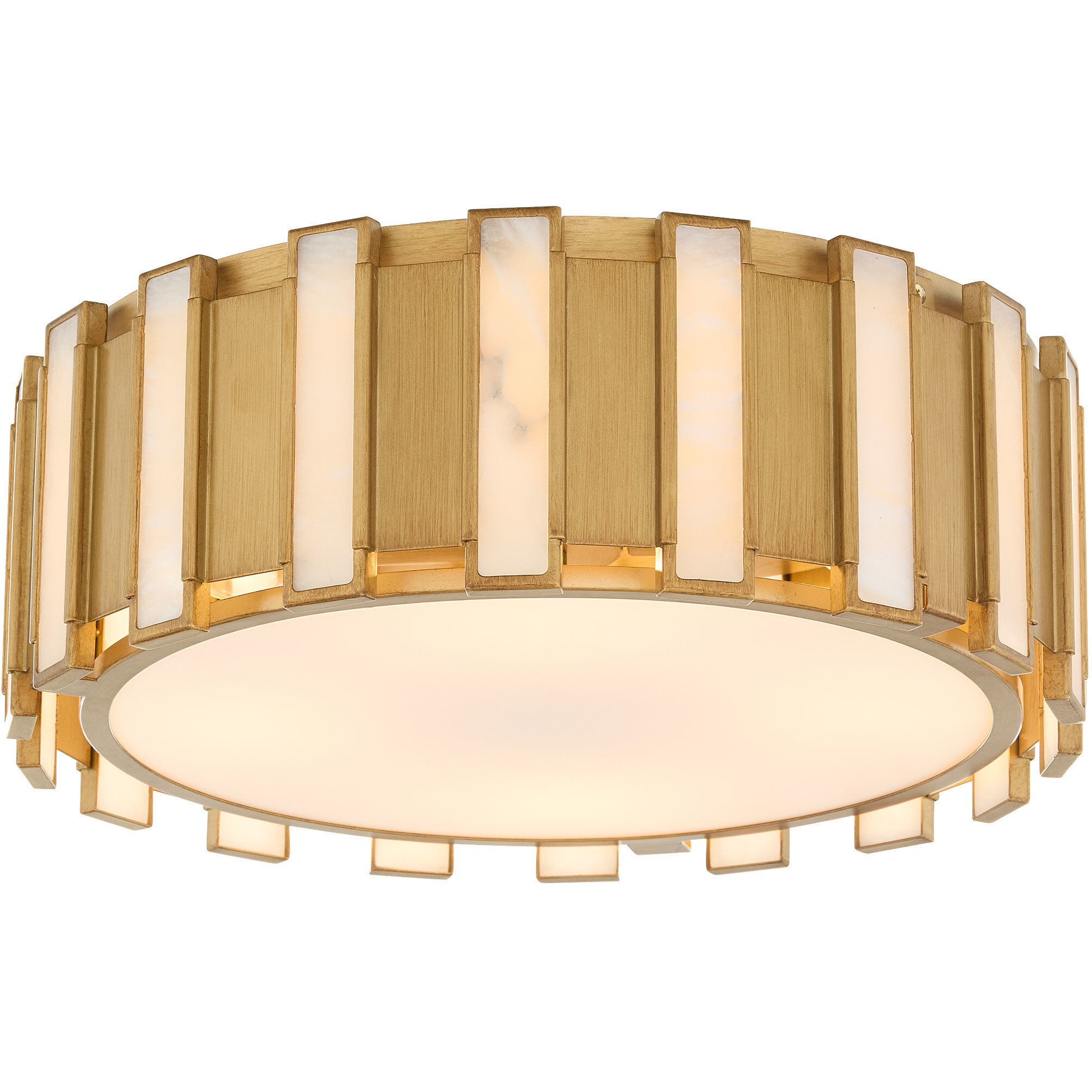 Volterra 4 Light 22 inch Aged Brass Flush Mount Ceiling Light