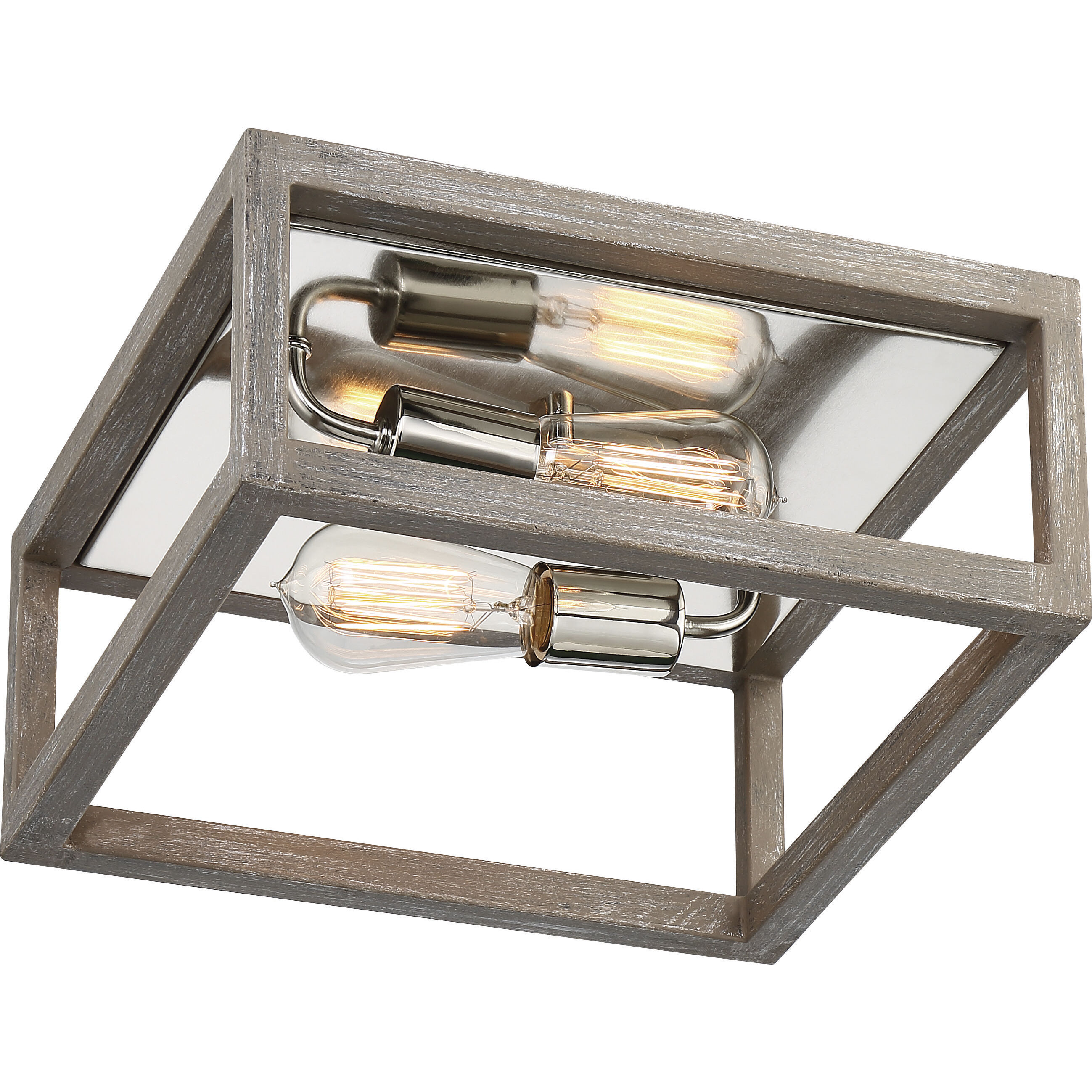 Bliss 2 Light 12.5 inch Driftwood and Polished Nickel Accents Flush Mount Ceiling Light