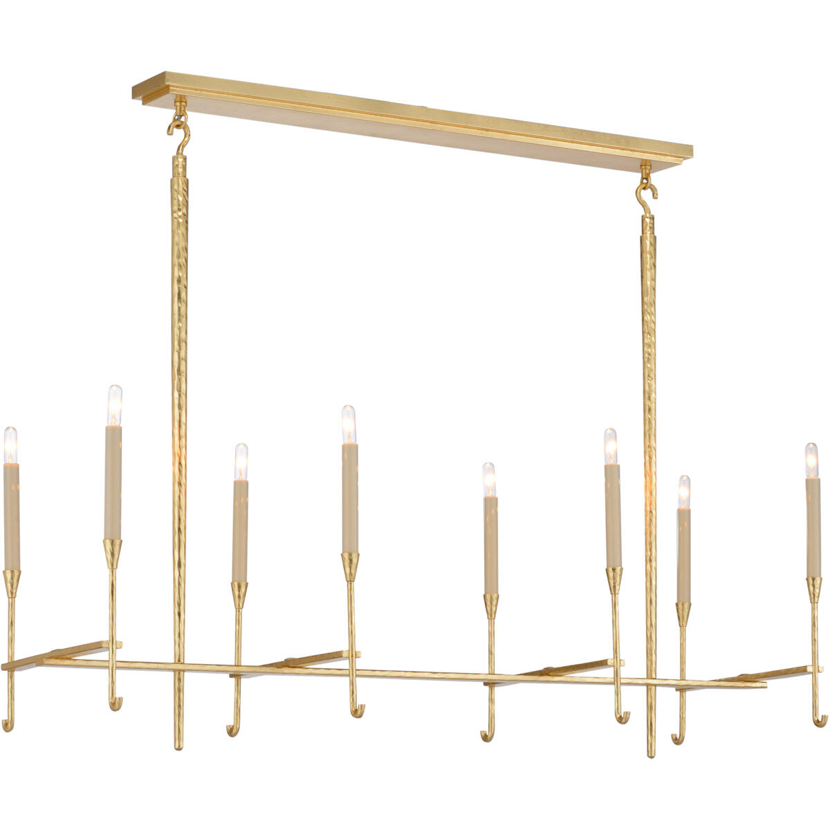 Wildwood 8 Light 46 inch Hammered/Gold Leaf Chandelier Ceiling Light