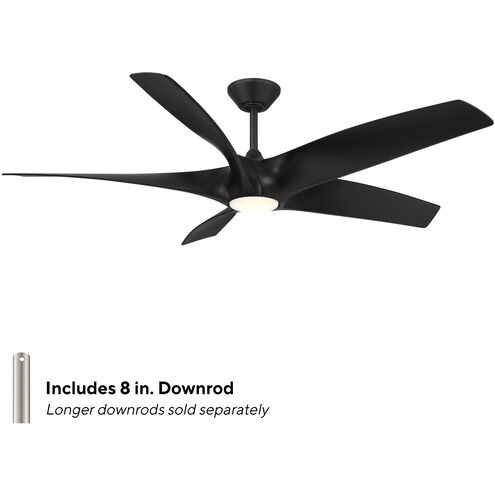 Zephyr 62 inch Matte Black Downrod Ceiling Fan