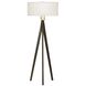 Tripod 58 inch 60.00 watt Pecan and Brushed Nickel Floor Lamp Portable Light