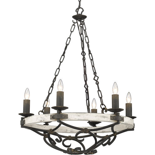 Madera 6 Light 28 inch Antique Black Iron Chandelier Ceiling Light