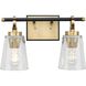 Cassell 2 Light 14.5 inch Vintage Brass Bathroom Vanity Light Wall Light