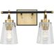 Cassell 2 Light 14.5 inch Vintage Brass Bathroom Vanity Light Wall Light