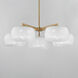 Glazed 5 Light 36 inch White and Natural Aged Brass Chandelier Ceiling Light