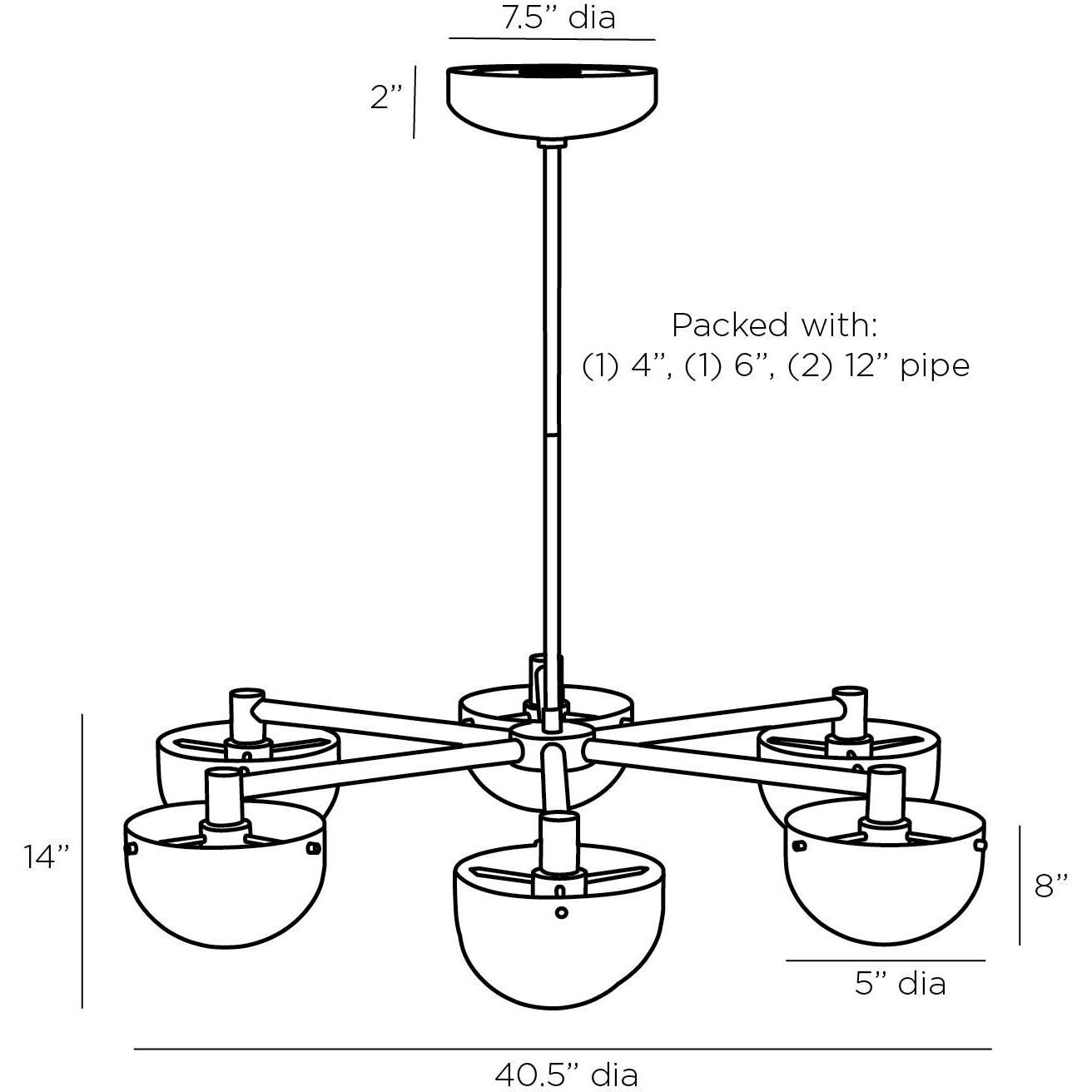 Bote 6 Light 40.5 inch Antique Brass Chandelier Ceiling Light