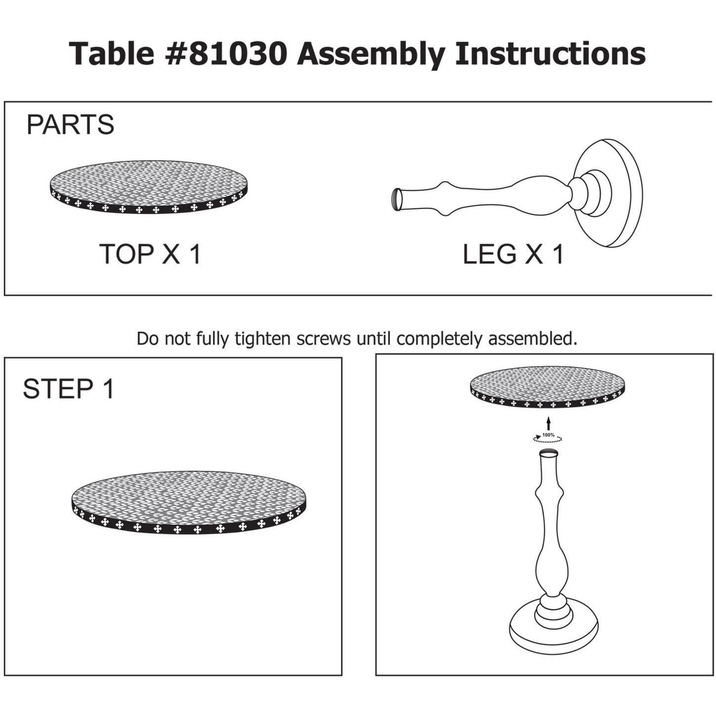 Carter 23 X 18 inch Nickel/Black/White Martini Table