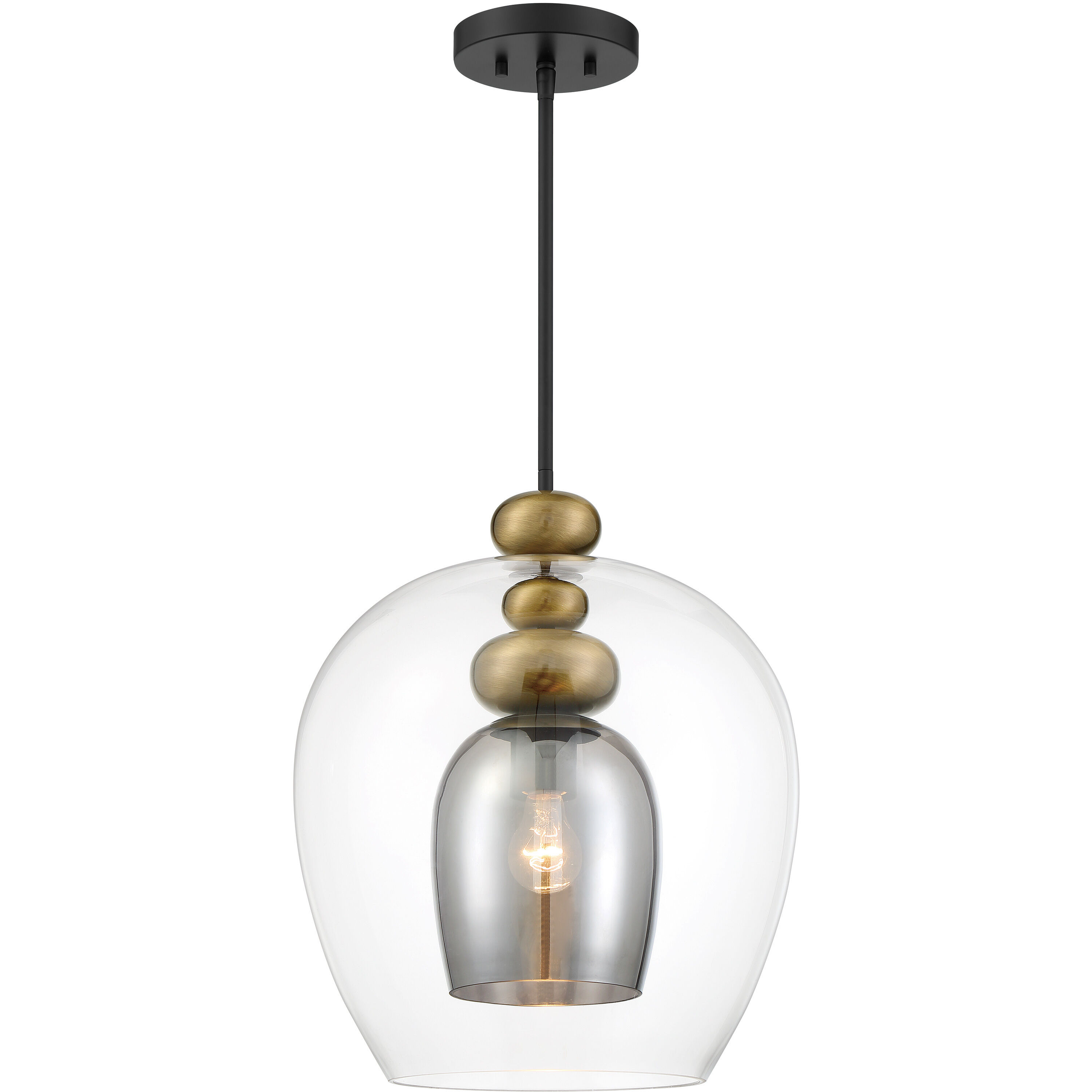 Amesbury 1 Light 15.75 inch Coal and Oxidized Aged Brass Pendant Ceiling Light