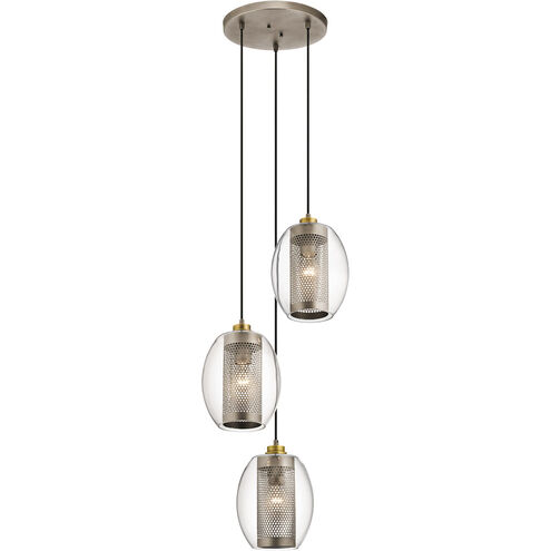 Asher 3 Light 17 inch Antique Pewter Pendant Ceiling Light