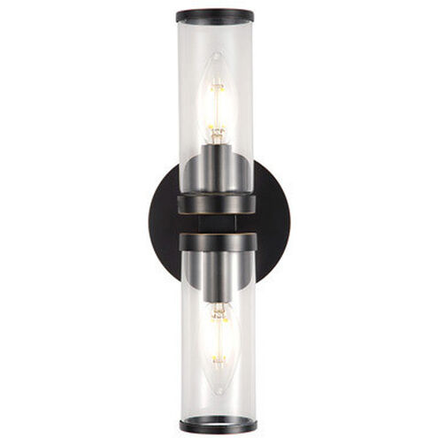 Revolve 2 Light 10.62 inch Clear Glass and Urban Bronze Bath Vanity Wall Light