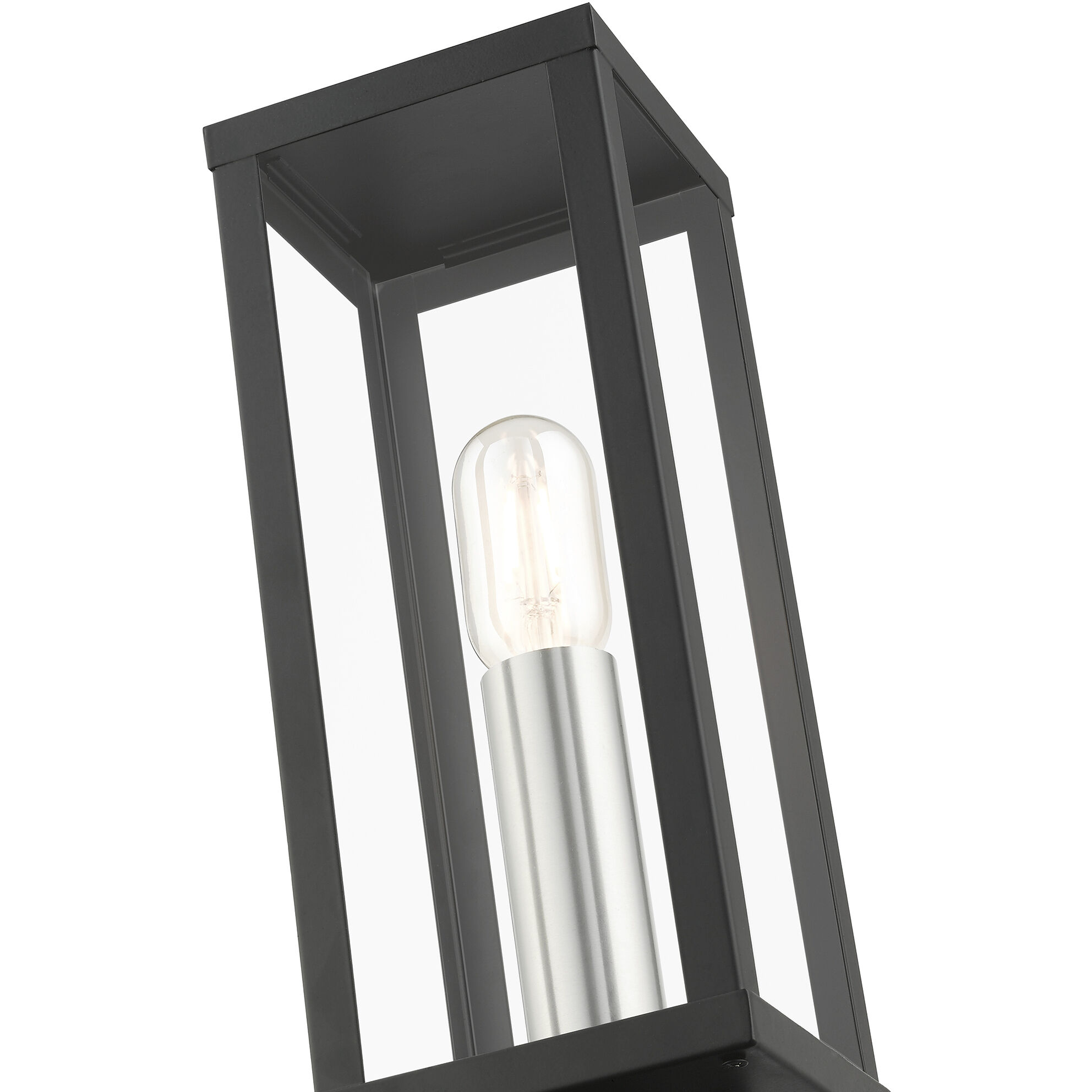 Gaffney 1 Light 15.5 inch Black with Brushed Nickel Finish Accents Outdoor Post Top Lantern in Black with Brushed Nickel Accent