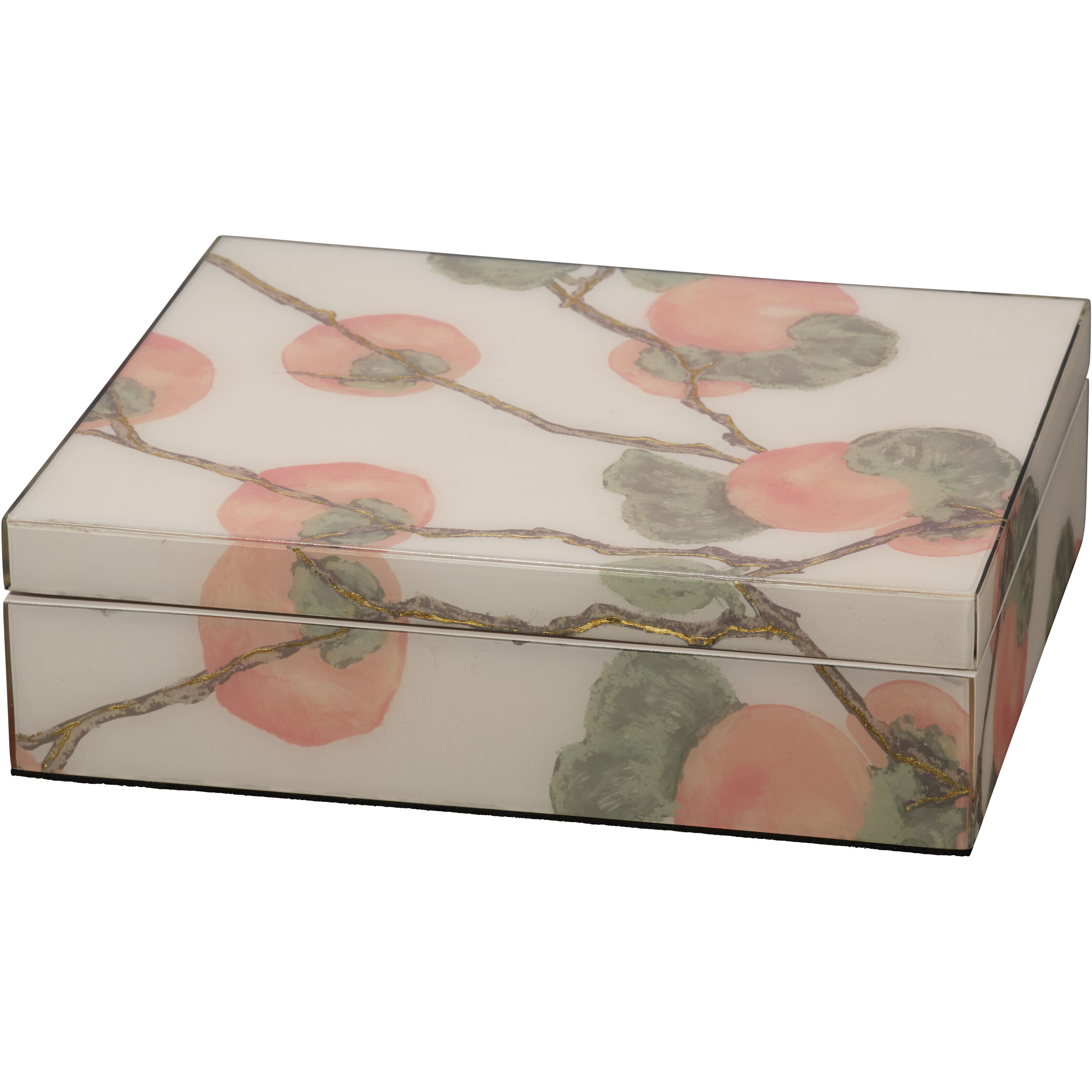 Persimmon 11 inch Cream and Coral and Green Box, Inline