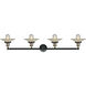 Franklin Restoration Halophane 4 Light 45 inch Black Antique Brass Bath Vanity Light Wall Light in Clear Halophane Glass, Franklin Restoration