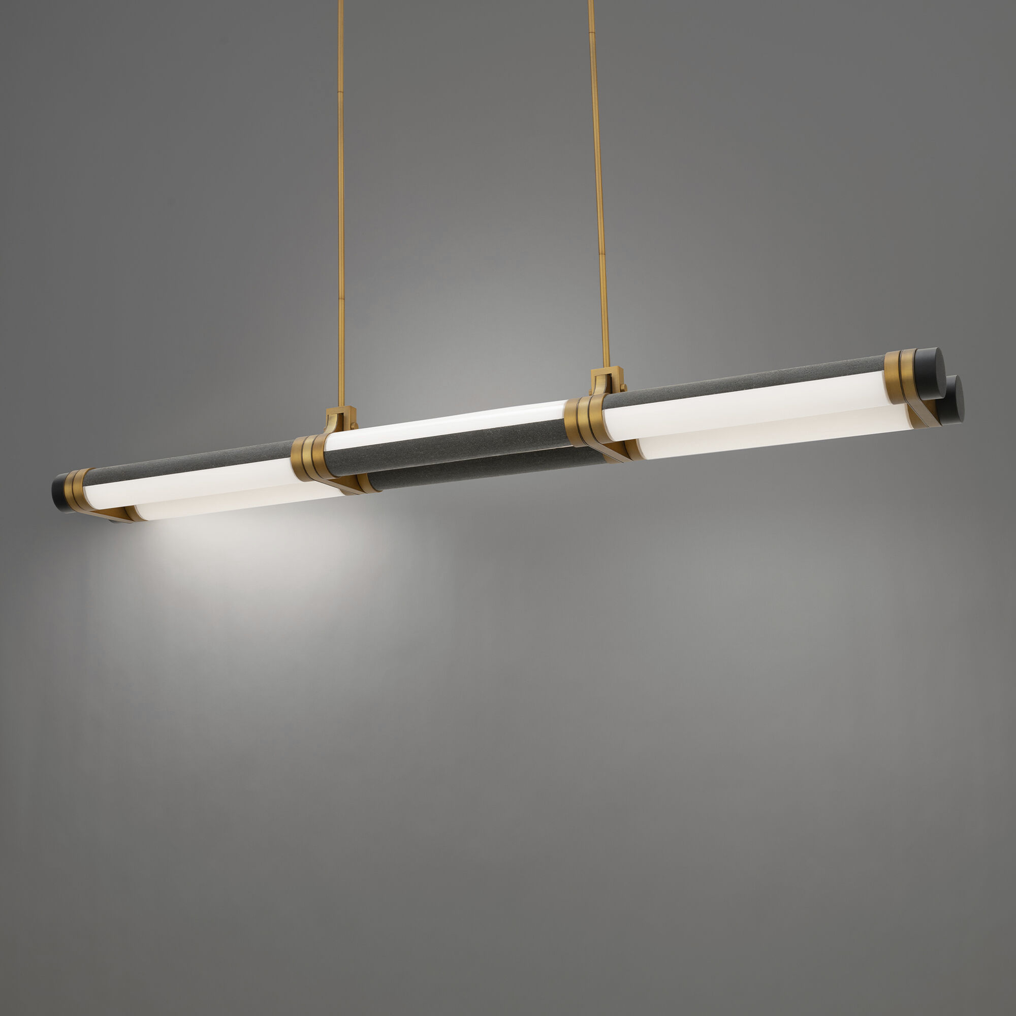 Catania LED 6.6 inch Bassalt Stone and Aged Brass Indoor Hanging Lighting Ceiling Light in 3500K