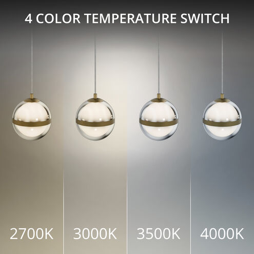 Cyllindra LED 6 inch Aged Brass Pendant Ceiling Light in 2700K, dweLED