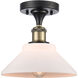 Ballston Orwell LED 8 inch Black Antique Brass Semi-Flush Mount Ceiling Light in Matte White Glass, Ballston