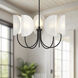Alora Mood Seno 5 Light 32 inch Matte Black and White Cotton Fabric Chandelier Ceiling Light