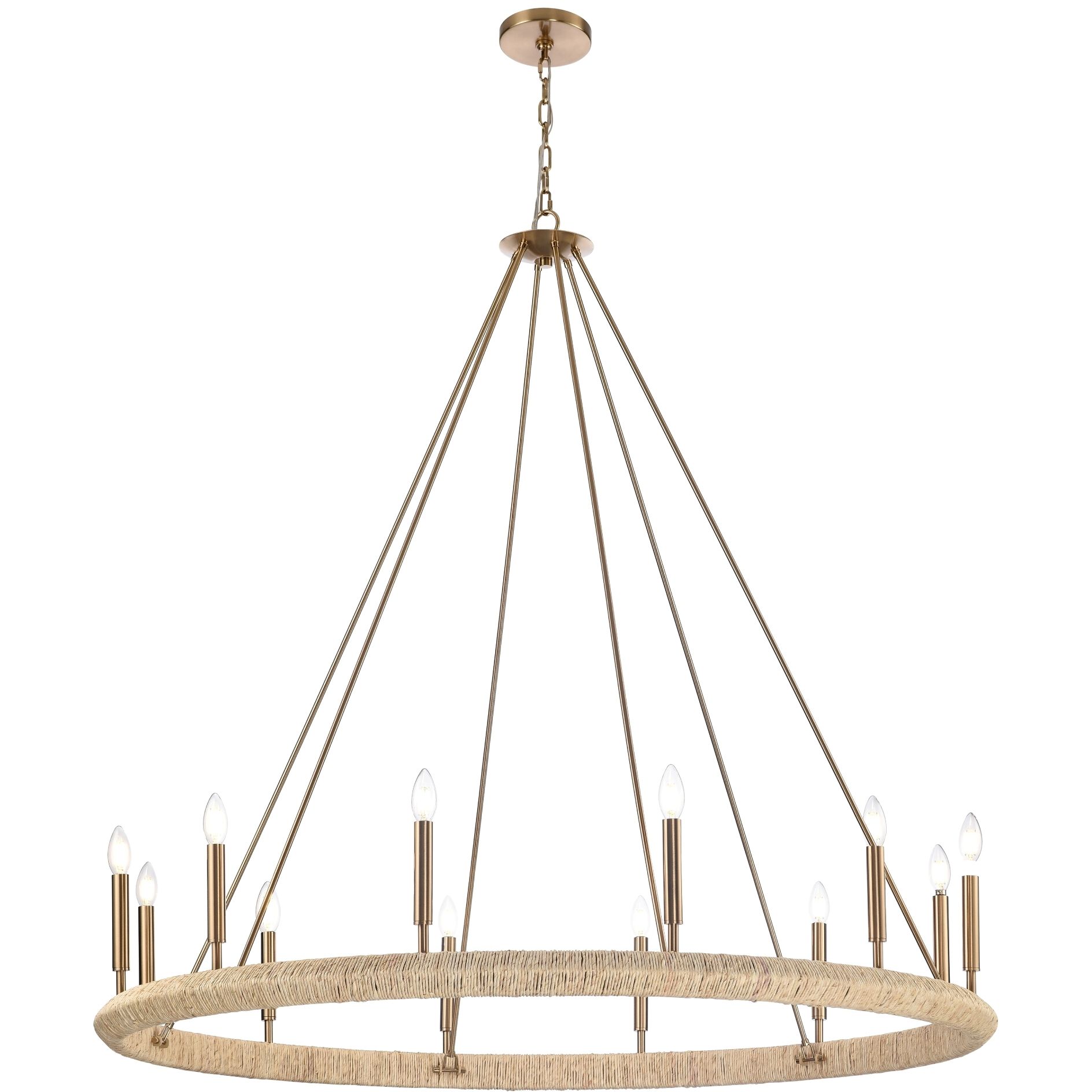 Cabana 12 Light 52 inch Lacquered Gold Chandelier Ceiling Light