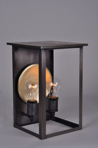 Ashford 2 Light 8 inch Dark Antique Copper Wall Lantern Wall Light in Seedy Marine Glass, Mirrored 6", Medium