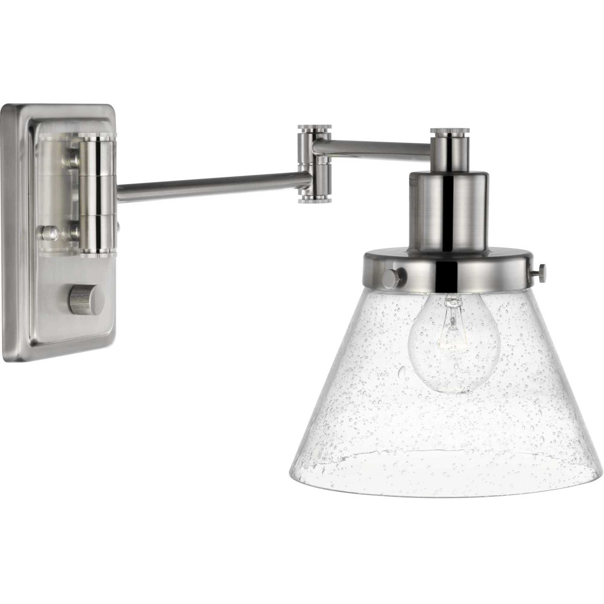 Hinton 12 inch 60.00 watt Brushed Nickel Swing Arm Wall Light