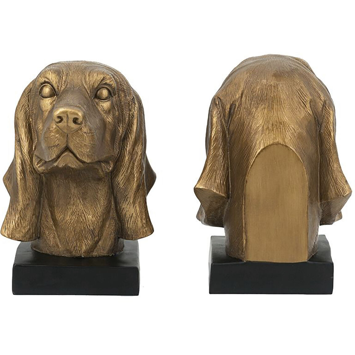 Basset Hound 7 X 5.9 inch Bronze and Black Bookends
