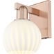Arcadia White Venetian Armed Sconce Wall Light in Antique Copper