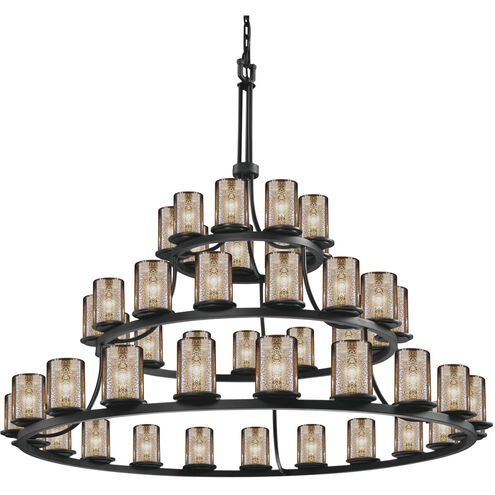 Fusion 45 Light 60 inch Matte Black Chandelier Ceiling Light in Mercury Glass, Incandescent