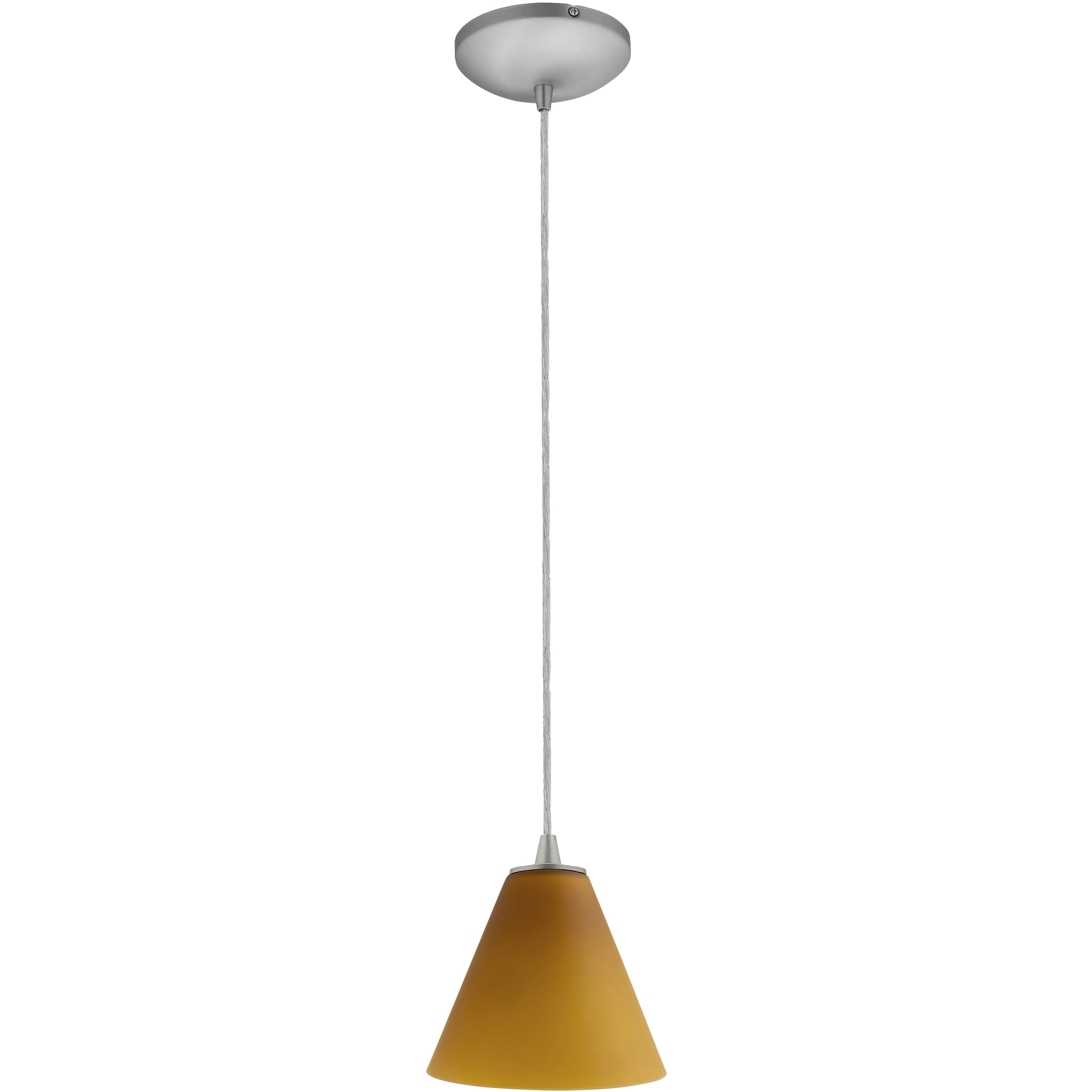 Martini 1 Light 7.25 inch Brushed Steel Pendant Ceiling Light in Amber