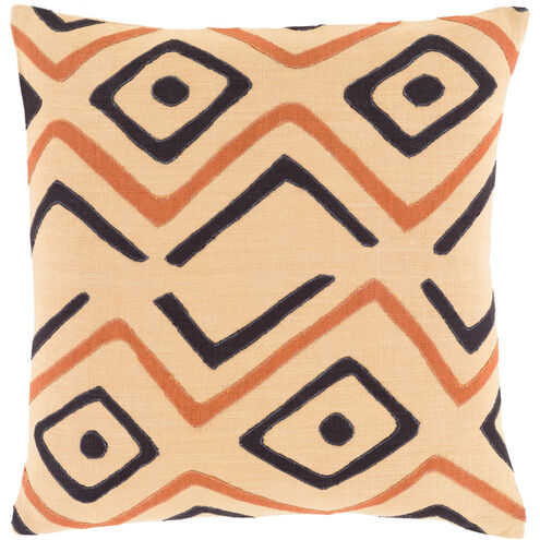 Nairobi 18 X 18 inch Beige and Burnt Orange Throw Pillow