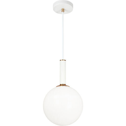 Stellar 1 Light 10 inch Aged Gold Brass Pendant Ceiling Light in Opal