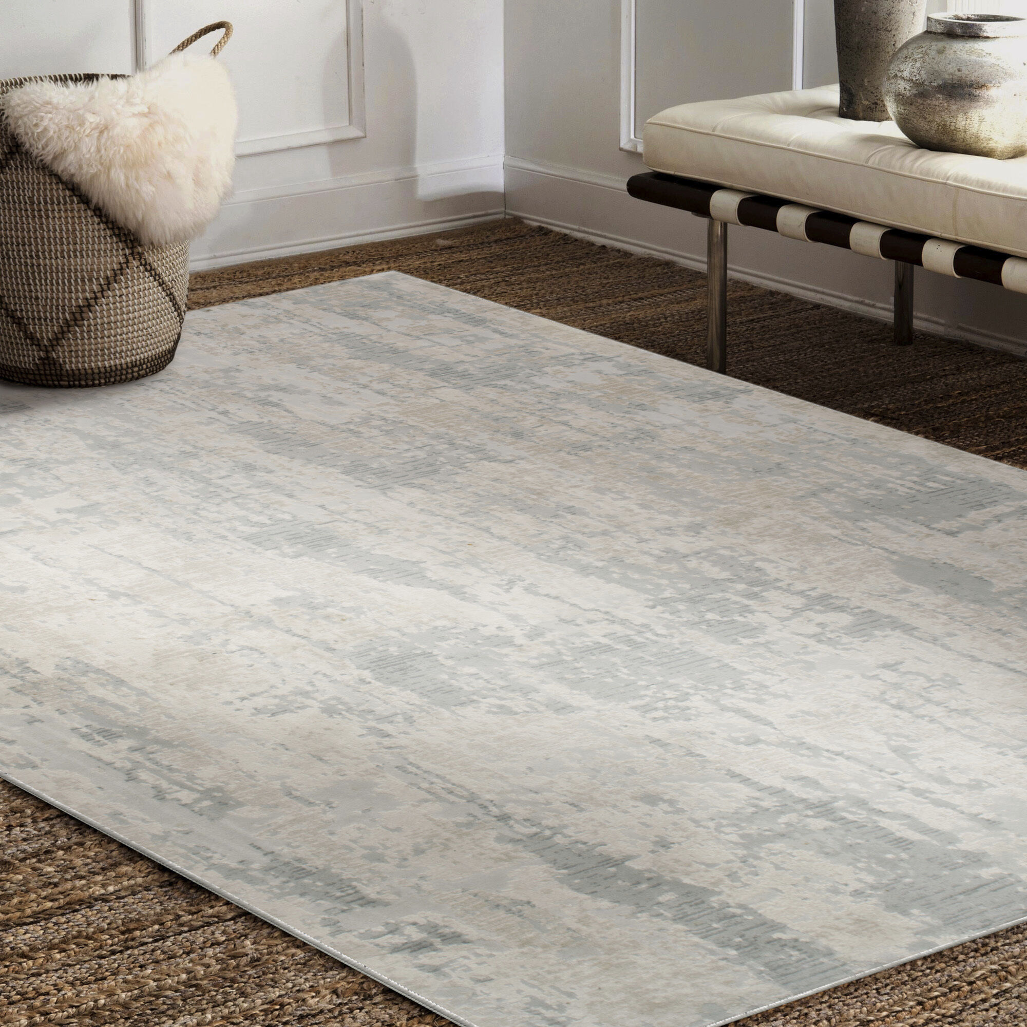 Ariella 59.1 X 59.1 inch Cream and Grey Indoor Rug, Small