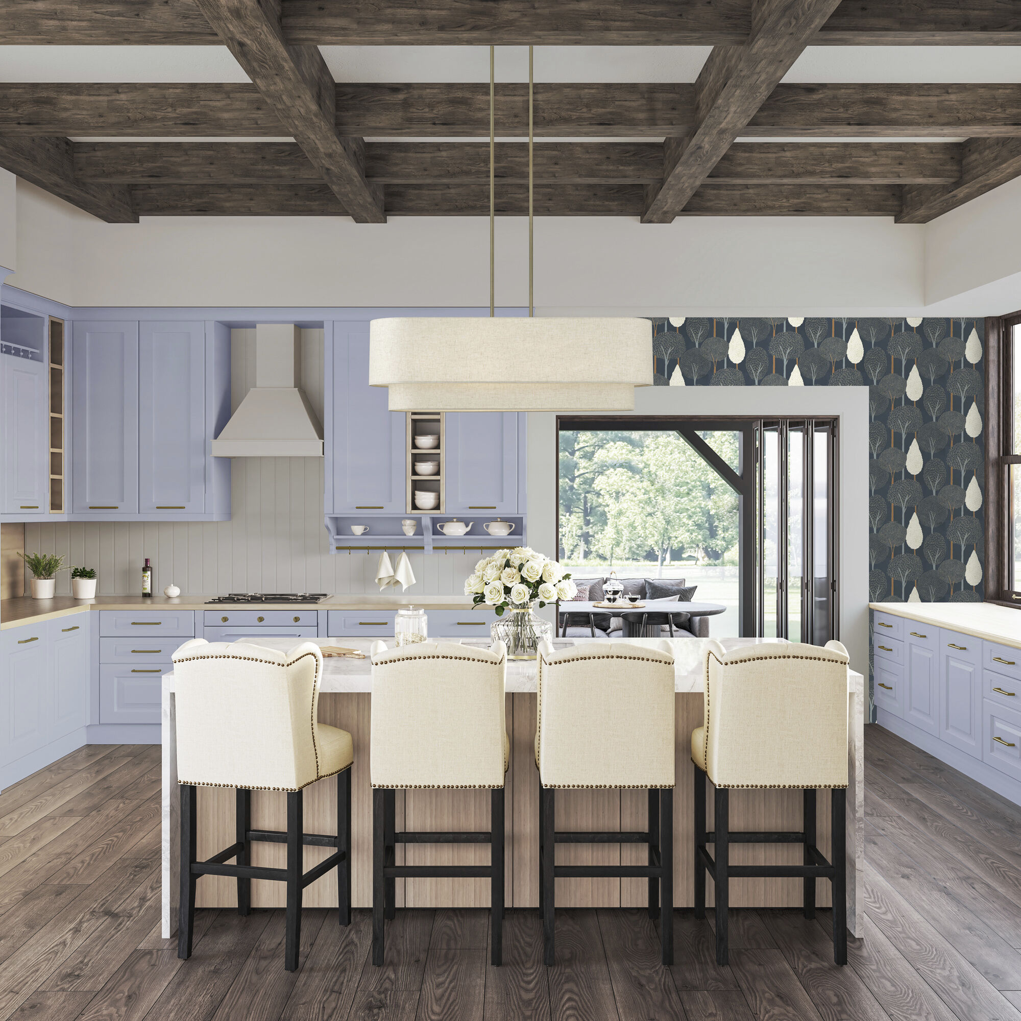 Manorwood 4 Light 36 inch Antique Brass Linear Chandelier Ceiling Light, Large