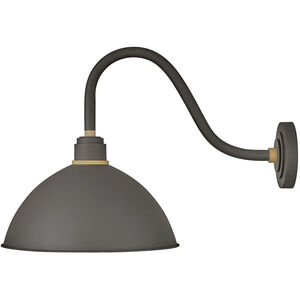 Foundry Dome LED 16 inch Museum Bronze with Brass Outdoor Barn Light, Gooseneck