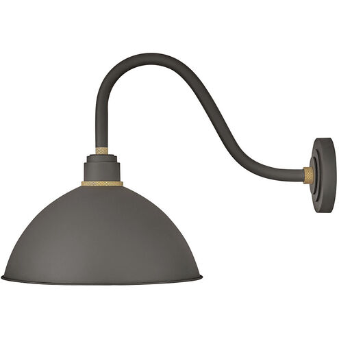 Foundry Dome LED 16 inch Museum Bronze with Brass Outdoor Barn Light, Gooseneck