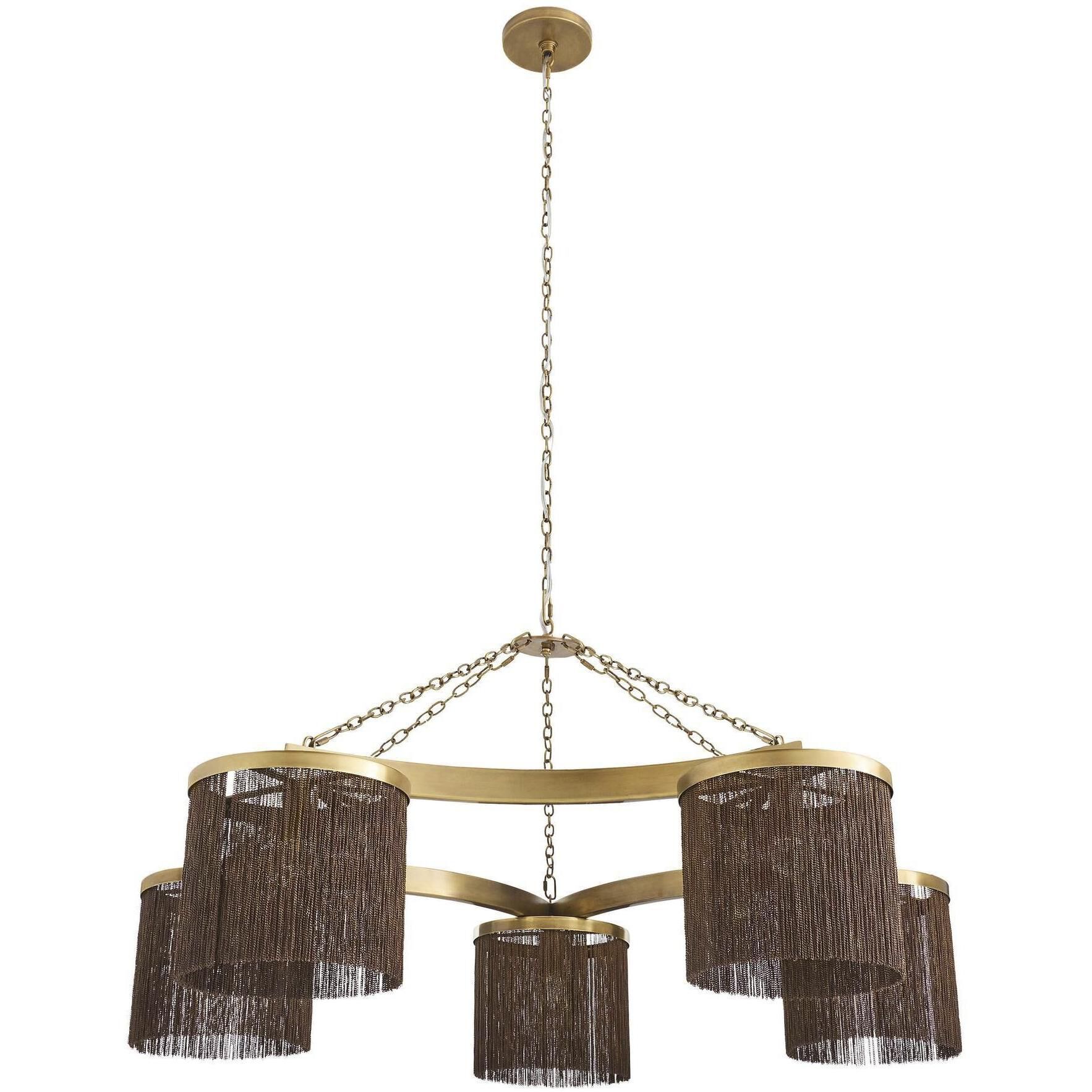 Langston 5 Light 46 inch Antique Brass Chandelier Ceiling Light