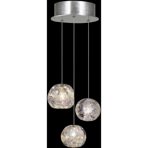 Natural Inspirations 3 Light 9 inch Silver Pendant Ceiling Light in Nebula Studio Glass