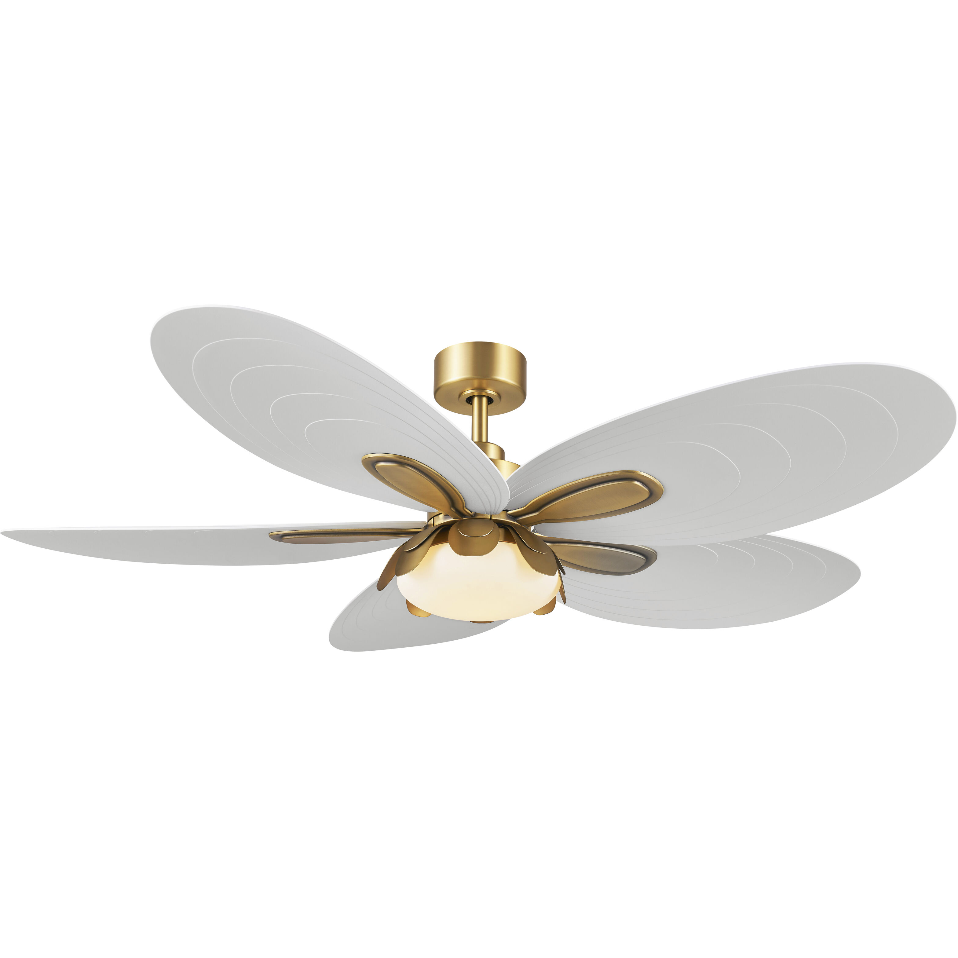 Saltcress 60 inch Legacy Brass with Sand Alabaster White Blades Smart Ceiling Fan