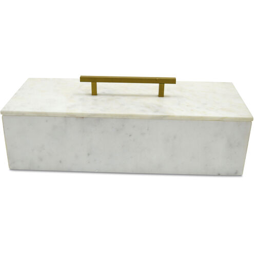 Anita 14 X 6 inch White and Brass Box