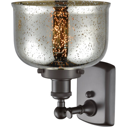 Ballston Bell LED 8 inch Oil Rubbed Bronze Sconce Wall Light in Silver Plated Mercury Glass