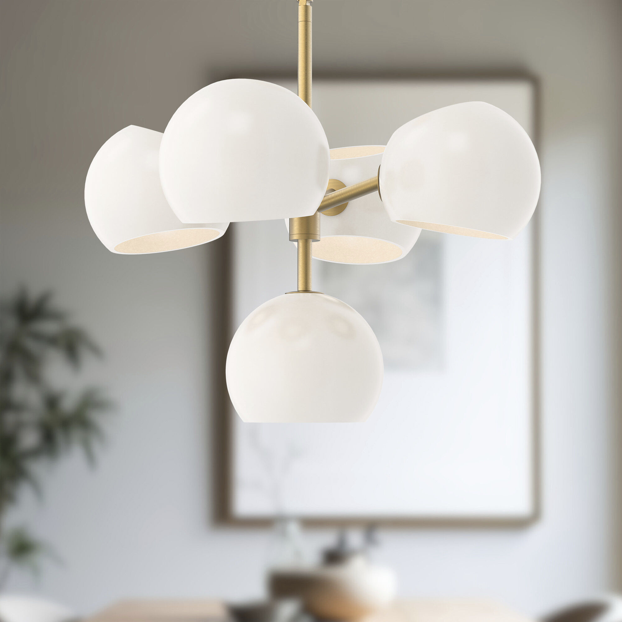 Alora Mood Willow 5 Light 18 inch Brushed Gold/Opal Matte Glass Chandelier Ceiling Light in Matte Opal Glass