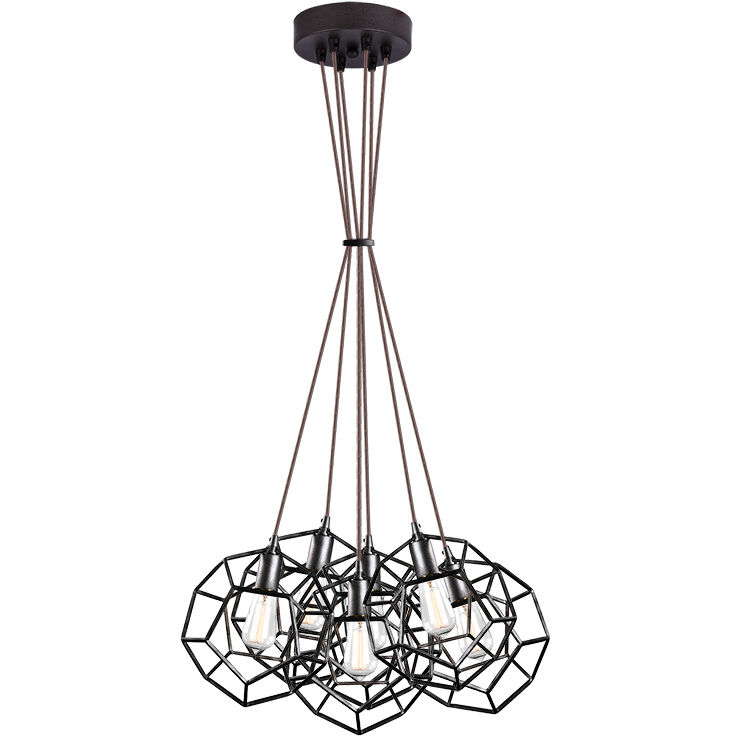 Geometry Series 6 Light 25 inch Rusty Black Pendant Ceiling Light