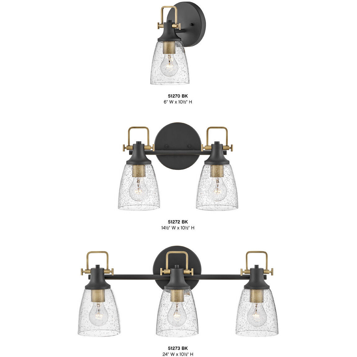 Easton 2 Light 14.5 inch Black with Heritage Brass Vanity Light Wall Light