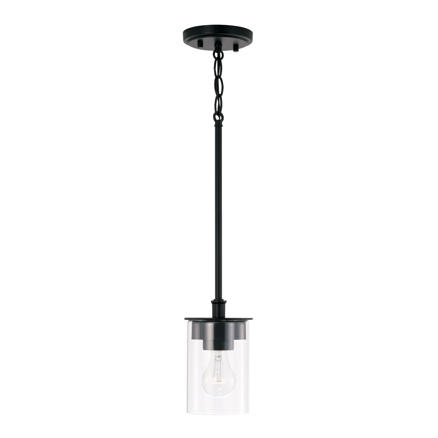 Mason 1 Light 5 inch Matte Black Semi-Flush Mount Ceiling Light, Convertible Dual Mount