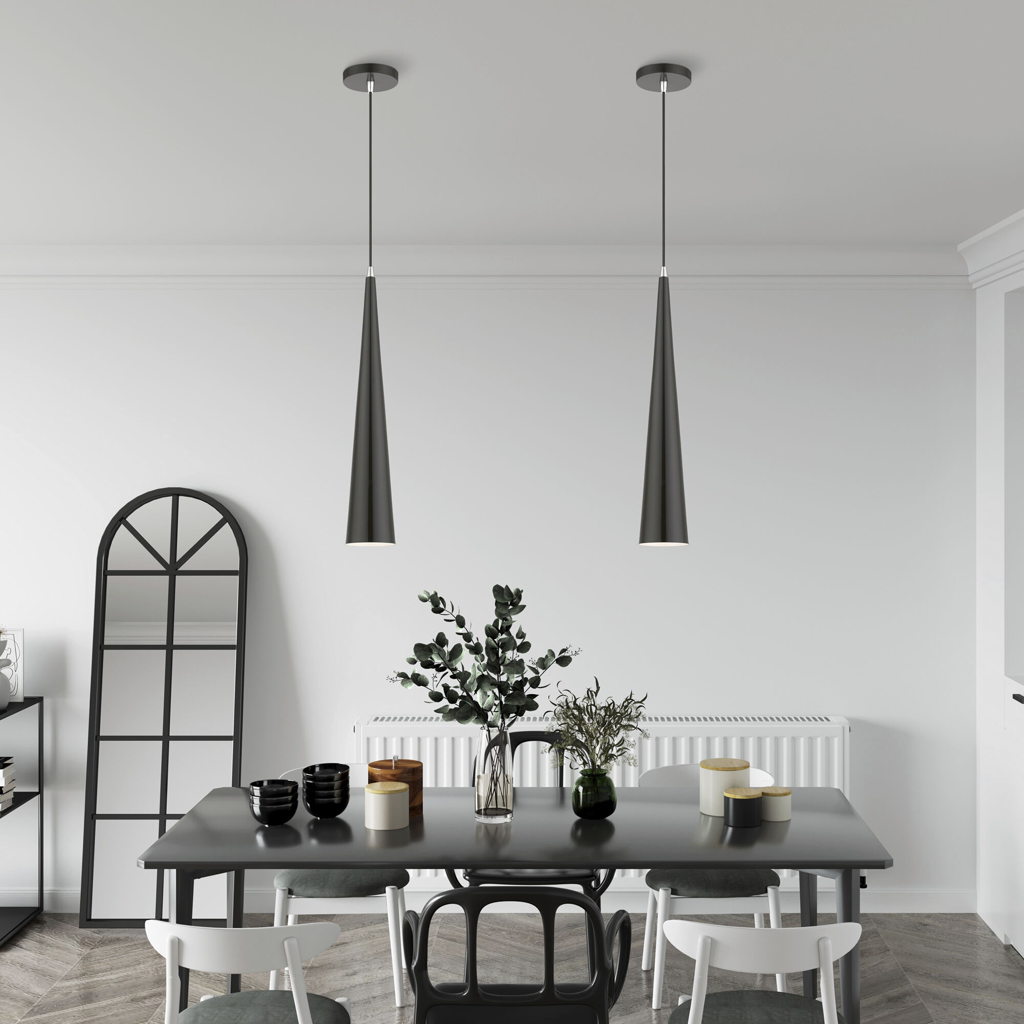 Andes 1 Light 5 inch Shiny Black with Polished Chrome Accents Single Pendant Ceiling Light, Tall