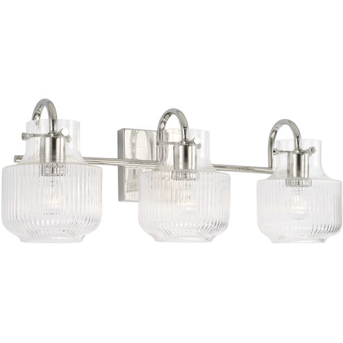 Nyla 3 Light 24 inch Polished Nickel Vanity Light Wall Light