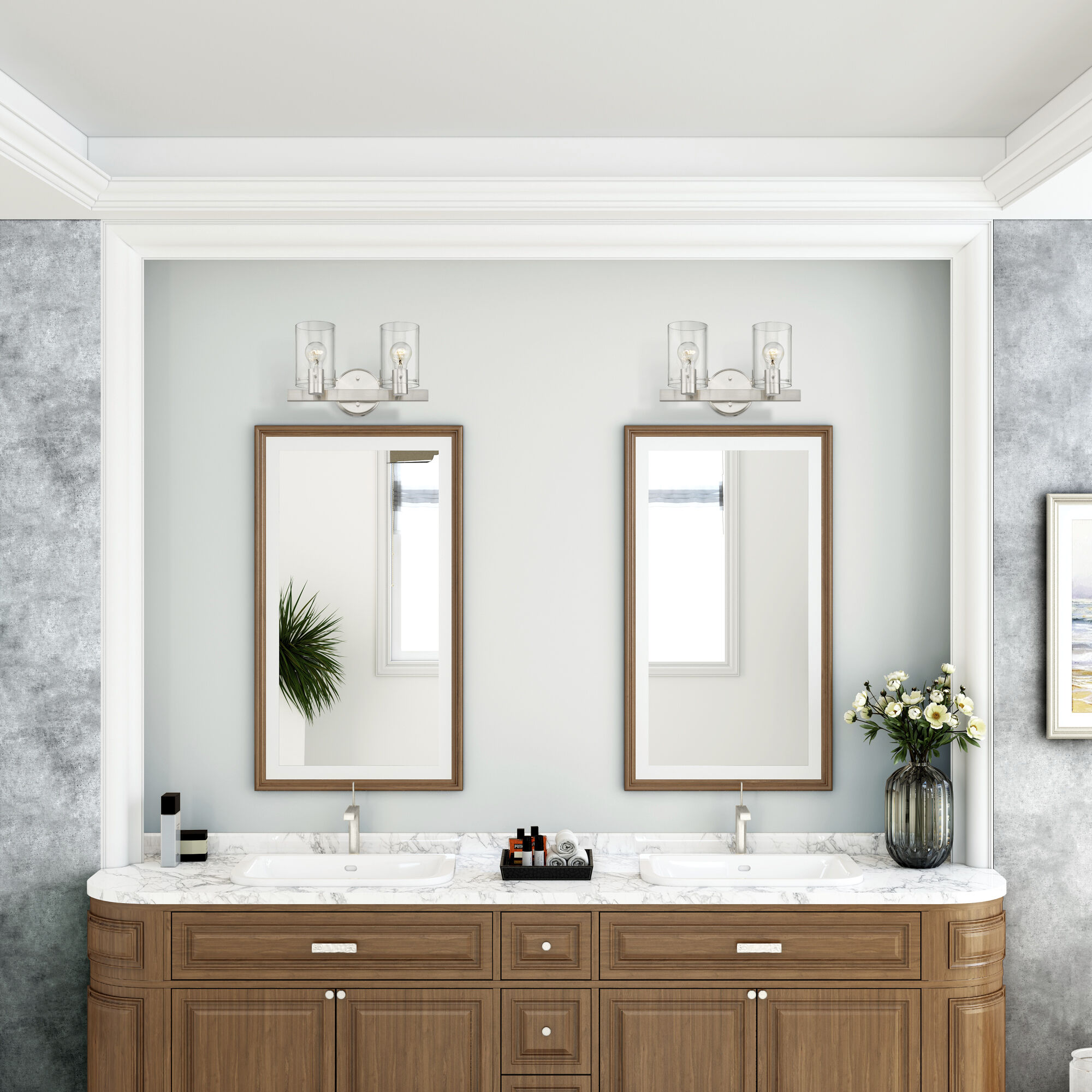 Munich 2 Light 15 inch Brushed Nickel Vanity Sconce Wall Light