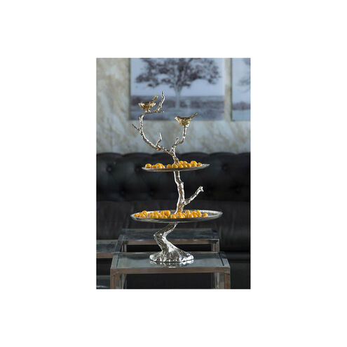 Iron Silver 2-Tier Serving Tray