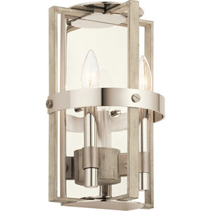 Peyton 2 Light 8 inch White Washed Wood Wall Sconce Wall Light