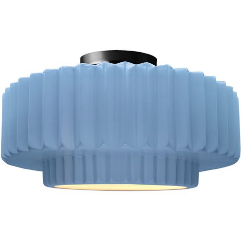 Radiance 1 Light 16.5 inch Sky Blue and Matte Black Semi Flush Ceiling Light